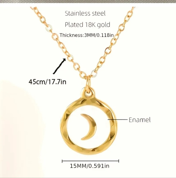 NEW! Minimalist Crescent Moon Necklace - Gold Color & Enamel - Picture 6 of 11